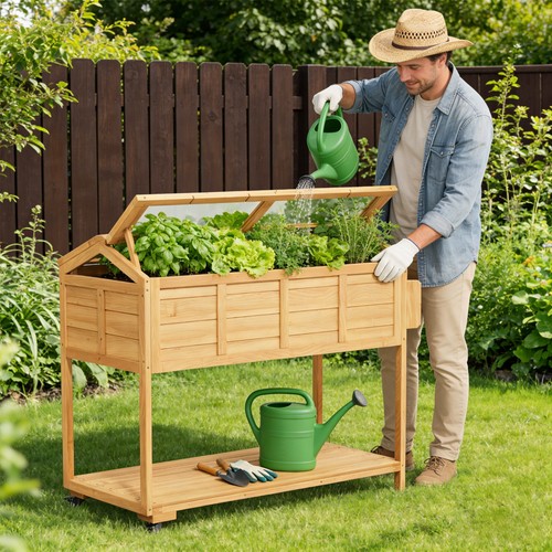 Elevated wooden planter - elevated, box